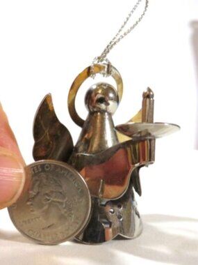 Vintage Mixed Metal Mini Angel Christmas Ornament - Silver & Gold Tone - 2.25"
